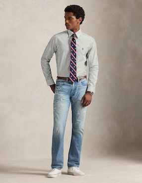 Camisa business casual Polo Rl de algodón manga larga para hombre