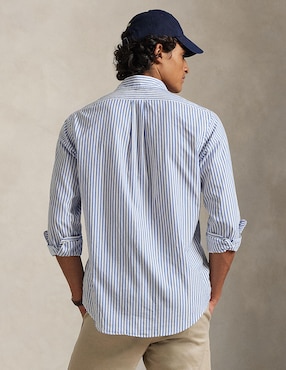 Camisa casual Polo Rl de algodón manga larga para hombre