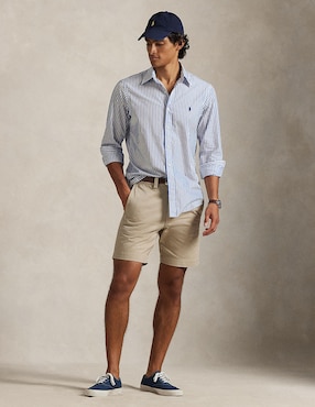 Camisa casual Polo Rl de algodón manga larga para hombre