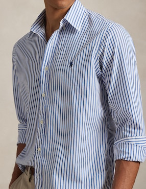 Camisa casual Polo Rl de algodón manga larga para hombre