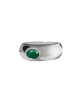 Anillo oval Enrique Garcia P 925 de plata calcedonia brillante