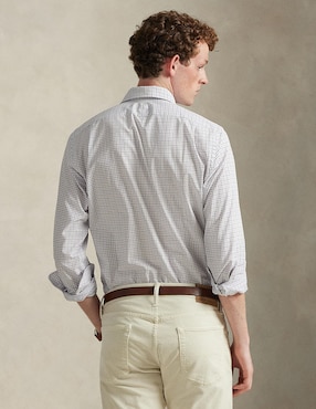 Camisa casual Polo Rl de algodón manga larga para hombre