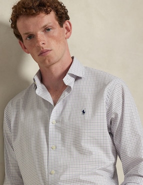 Camisa casual Polo Rl de algodón manga larga para hombre
