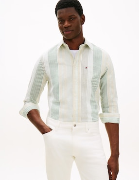 Camisa casual Tommy Hilfiger de algodón manga larga para hombre