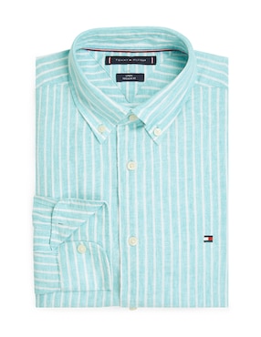 Camisa casual Tommy Hilfiger de lino manga larga para hombre