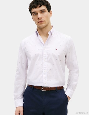 Camisa casual Tommy Hilfiger de algodón manga larga para hombre