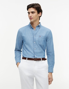Camisa casual Tommy Hilfiger de algodón manga larga para hombre
