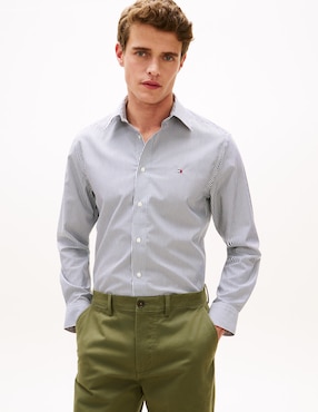 Camisa casual Tommy Hilfiger de algodón manga larga para hombre