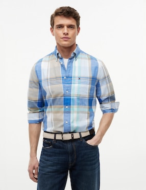 Camisa casual Tommy Hilfiger de algodón manga larga para hombre