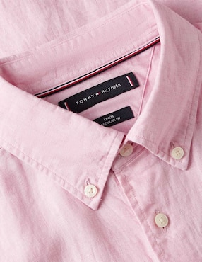 Camisa casual Tommy Hilfiger de lino manga corta para hombre