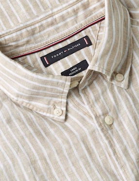 Camisa casual Tommy Hilfiger de lino manga larga para hombre
