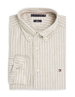 Camisa casual Tommy Hilfiger de lino manga larga para hombre