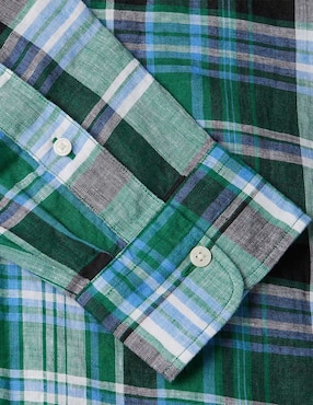 Camisa casual Tommy Hilfiger de lino manga larga para hombre