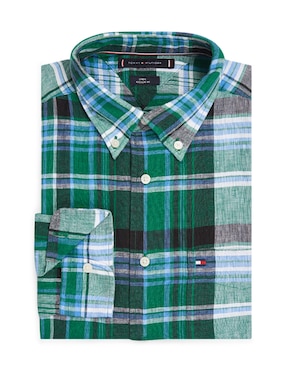 Camisa casual Tommy Hilfiger de lino manga larga para hombre