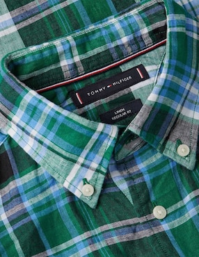 Camisa casual Tommy Hilfiger de lino manga larga para hombre
