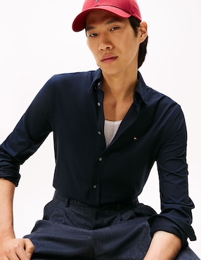 Camisa casual Tommy Hilfiger de algodón y poliéster manga larga para hombre