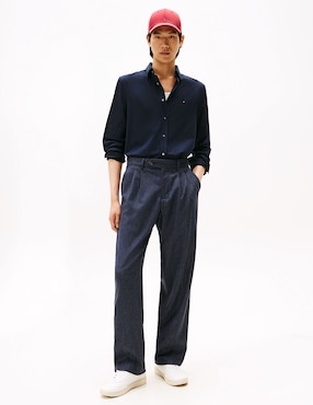 Camisa casual Tommy Hilfiger de algodón y poliéster manga larga para hombre