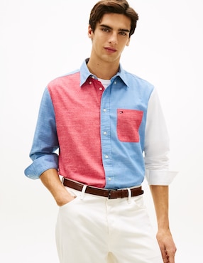 Camisa casual Tommy Hilfiger de algodón manga larga para hombre