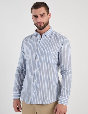 Camisa casual Scappino de lino manga larga para hombre