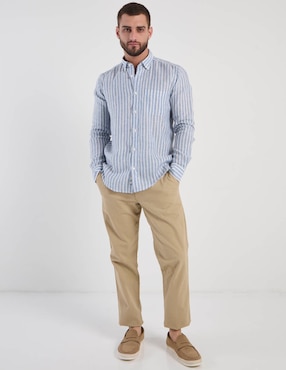 Camisa casual Scappino de lino manga larga para hombre