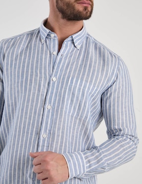 Camisa casual Scappino de lino manga larga para hombre