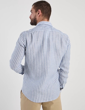 Camisa casual Scappino de lino manga larga para hombre