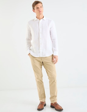 Camisa casual Scappino de lino mang larga para hombre