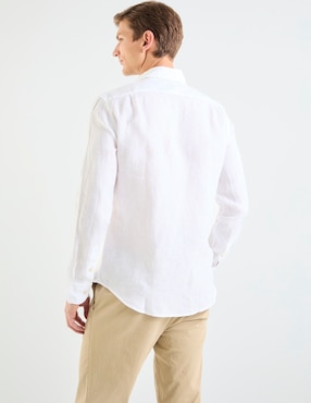 Camisa casual Scappino de lino mang larga para hombre