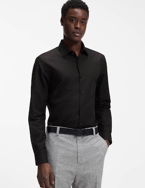 Camisa business casual Hugo de algodón manga larga para hombre