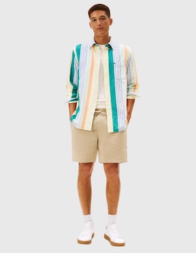 Camisa business casual Tommy Hilfiger de algodón manga larga para hombre
