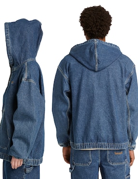 Chamarra Denim Timberland Full Zip Hooded Bomber de mezclilla con capucha para hombre