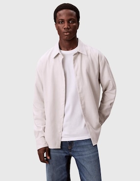 Camisa business casual Calvin Klein de algodón manga larga para hombre
