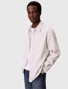 Camisa business casual Calvin Klein de algodón manga larga para hombre