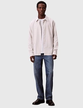 Camisa business casual Calvin Klein de algodón manga larga para hombre