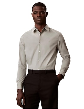 Camisa casual Calvin Klein de algodón manga larga para hombre