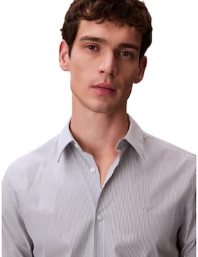 Camisa casual Calvin Klein de algodón manga larga para hombre