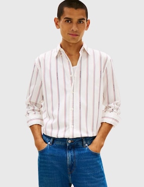 Camisa casual Tommy Hilfiger de algodón manga larga para hombre