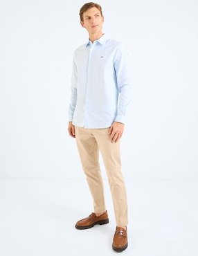 Camisa casual Lacoste de algodón manga larga para hombre