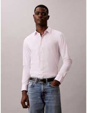 Camisa casual Calvin Klein de algodón manga larga para hombre