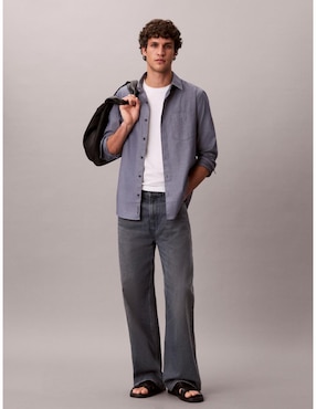 Camisa casual Calvin Klein de algodón manga larga para hombre
