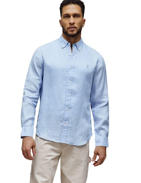 Camisa casual Psycho Bunny de lino manga larga para hombre