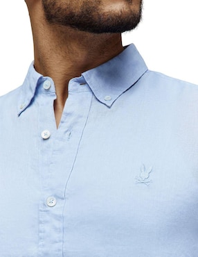 Camisa casual Psycho Bunny de lino manga larga para hombre