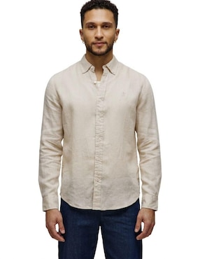 Camisa casual Psycho Bunny de lino manga larga para hombre