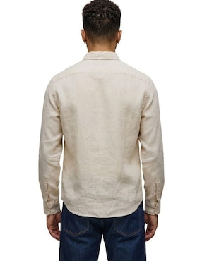Camisa casual Psycho Bunny de lino manga larga para hombre