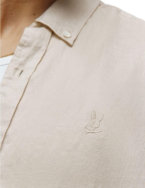 Camisa casual Psycho Bunny de lino manga larga para hombre