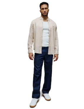 Camisa casual Psycho Bunny de lino manga larga para hombre
