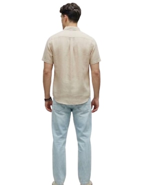 Camisa casual Psycho Bunny de lino manga corta para hombre