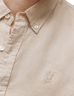 Camisa casual Psycho Bunny de lino manga corta para hombre