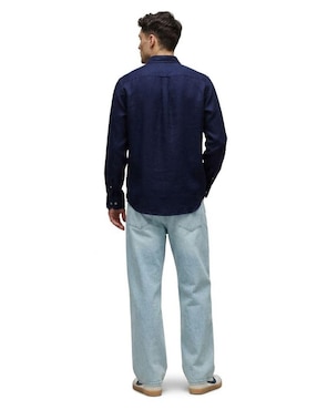 Camisa casual Psycho Bunny de lino manga larga para hombre