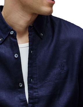 Camisa casual Psycho Bunny de lino manga larga para hombre
